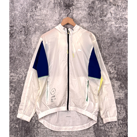 Lacoste Sport Jacket Medium Mens Packable Zip Up Windbreaker Hooded Tennis - Picture 1 of 10
